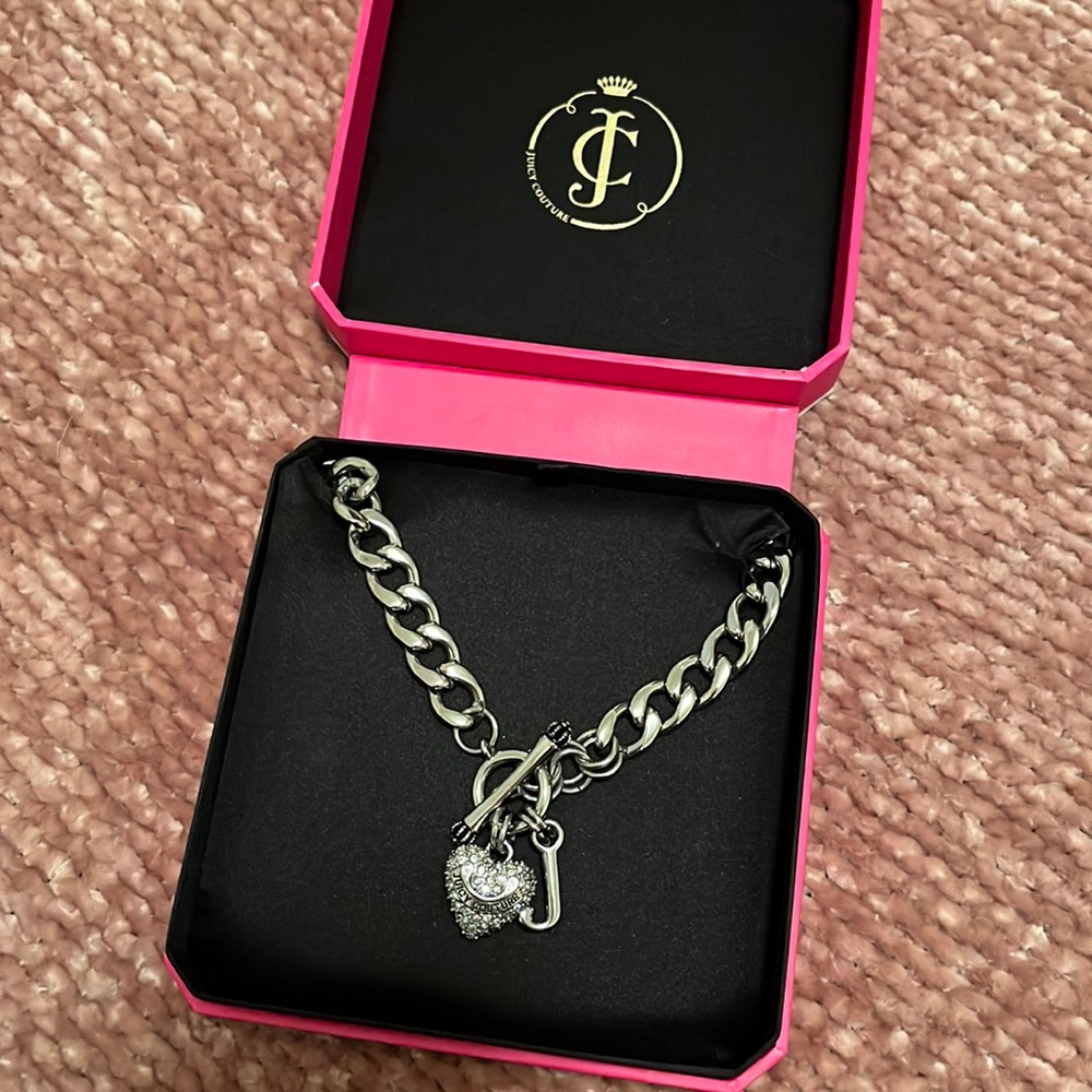 Juicy Couture Silver Heart Chain Necklace